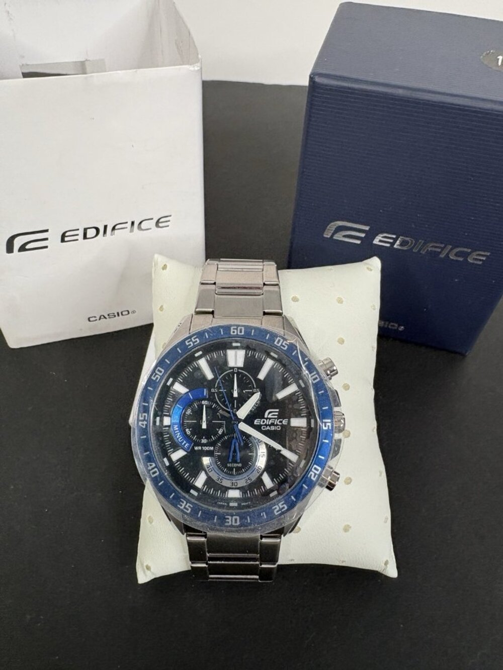 Casio Men's Watch EFV620D-1A2V Edifice Quartz Black Blue Silver Steel 5579
